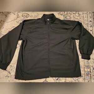 FOOTJOY FJ MEN'S FULL ZIP BLACK GOLF WINDBREAKER JACKET ZIP POCKETS SIZE LARGE